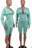 Pink Casual Solid Patchwork Hooded Collar Long Sleeve Two Pieces