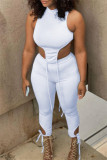 Red Sexy Casual Solid Asymmetrical O Neck Sleeveless Two Pieces