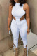 White Sexy Casual Solid Asymmetrical O Neck Sleeveless Two Pieces