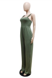 Light Blue Sexy Casual Solid Backless Spaghetti Strap Regular Jumpsuits