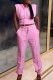 Pink Casual Solid Patchwork Hooded Collar Sleeveless Two Pieces