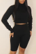 Black Casual Solid Patchwork Turtleneck Nine Points Sleeve Two Pieces