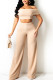 Khaki Elegant Solid Patchwork Zipper Off the Shoulder Sleeveless Two Pieces