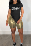 Silver Casual Solid Patchwork Skinny Mid Waist Pencil Solid Color Bottoms
