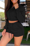 Pink Fashion Casual Solid Basic Hooded Collar Long Sleeve Two Pieces