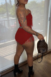 Red Fashion Sexy Solid Tassel Backless Swimwears