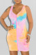 Pink Fashion Sexy Tie Dye Printing V Neck Vest Dress