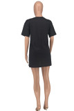 Red Fashion Casual Print Basic O Neck T-Shirts