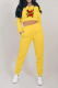 Yellow Sportswear Print Patchwork O Neck Long Sleeve Two Pieces