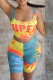 Yellow Sexy Patchwork Tie-dye Square Collar Sleeveless Two Pieces
