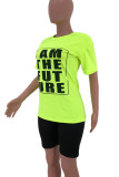 Red Casual Letter Print Patchwork O Neck T-Shirts