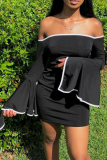 Pink Sexy Solid Patchwork Strapless Pencil Skirt Dresses