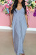 Blue Casual Striped Print Patchwork U Neck Straight Dresses