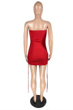 Red Fashion Sexy Solid Backless Strapless Sleeveless Dress Dresses