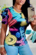 Black Fashion Casual Print Basic O Neck T-Shirts