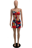 Colour Sexy Print Patchwork Strapless Two Pieces