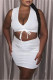 White Sexy Casual Solid Bandage V Neck Sleeveless Two Pieces