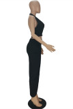 Light Blue Fashion Sexy Solid Asymmetrical V Neck Sleeveless Two Pieces