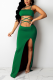 Green Sexy Solid Patchwork Spaghetti Strap Sleeveless Two Pieces