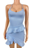 Pink Fashion Sexy Solid Backless Spaghetti Strap Sleeveless Dress