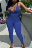 Red Sexy Solid Patchwork U Neck Skinny Jumpsuits