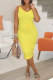 Yellow Sexy Casual Solid Basic Spaghetti Strap Sleeveless Dress