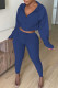 Blue Casual Solid Make Old Zipper Hooded Collar Long Sleeve Two Pieces