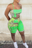 Red Sexy Print Patchwork Spaghetti Strap Sleeveless Two Pieces