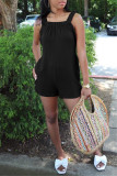 Pink Sexy Casual Solid Backless Spaghetti Strap Regular Romper