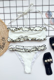 Milky Fashion Sexy Solid Backless Flounce Swimwears