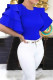 Royal Blue Street Solid Patchwork O Neck T-Shirts