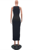 White Fashion Sexy Solid Hollowed Out U Neck Vest Dress