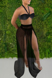 White Sexy Print Polka Dot Bandage Hollowed Out Patchwork Swimwears