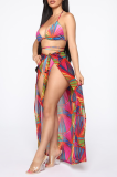 Colour Sexy Print Patchwork Mesh Swimwears Cover Up