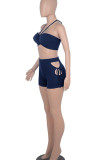 White Casual Solid Hollowed Out Patchwork Frenulum Strapless Sleeveless Two Pieces