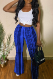 Purple Casual Print Patchwork Boot Cut Mid Waist Speaker Full Print Bottoms