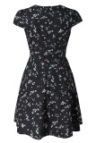 Pink Sweet Print Split Joint V Neck A Line Dresses