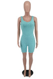 Light Blue Sexy Casual Solid Vests U Neck Skinny Romper
