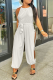 White Sexy Solid Patchwork Spaghetti Strap Harlan Jumpsuits