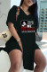 Black Casual Print Patchwork High Opening O Neck Short Sleeve Two Pieces