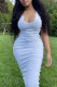 White Fashion Sexy Solid Hollowed Out U Neck Vest Dress Dresses