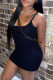 Black Fashion Sexy Solid Backless Spaghetti Strap Sleeveless Dress