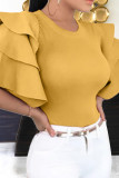 Pink Street Solid Patchwork O Neck T-Shirts