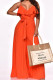 Orange Casual Solid Bandage Patchwork Flounce Spaghetti Strap Straight Jumpsuits