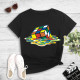 Black Fashion Casual Print Basic O Neck T-Shirts