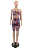 Red Fashion Sexy Print Backless Spaghetti Strap Skinny Romper