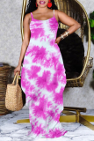 Multicolor Sexy Print Patchwork Spaghetti Strap Straight Dresses