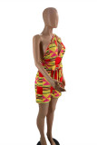 Colour Fashion Casual Print Backless V Neck Regular Romper