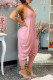 Pink Sexy Casual Solid Backless Spaghetti Strap Regular Jumpsuits