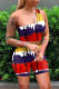 Red Sexy Casual Print Backless One Shoulder Sleeveless Two Pieces